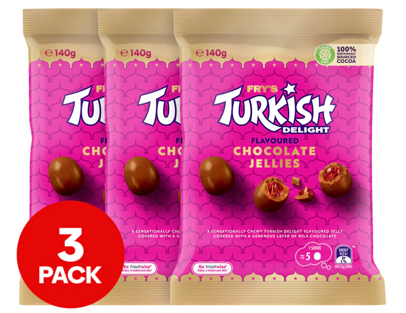 3 x Cadbury Fry's Turkish Delight Flavoured Chocolate Jellies 140g