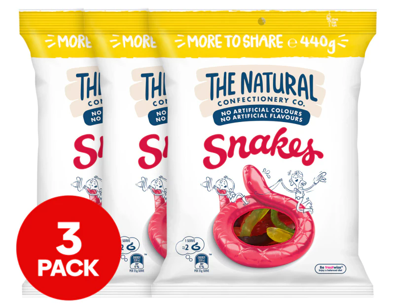 3 x The Natural Confectionery Co. Snakes 440g