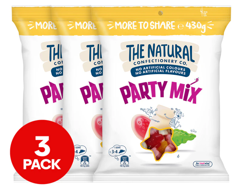 3 x The Natural Confectionery Co. Party Mix 430g
