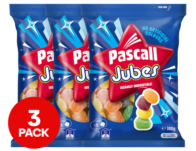 3 x Pascall Jubes 300g