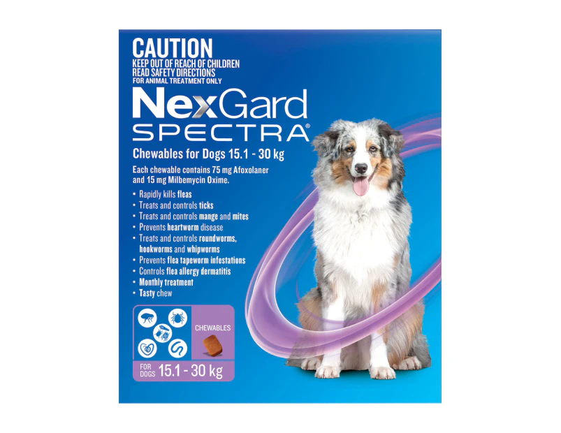 Nexgard Spectra for Large Dogs 15.1 to 30 Kg (Purple) 6 Chews