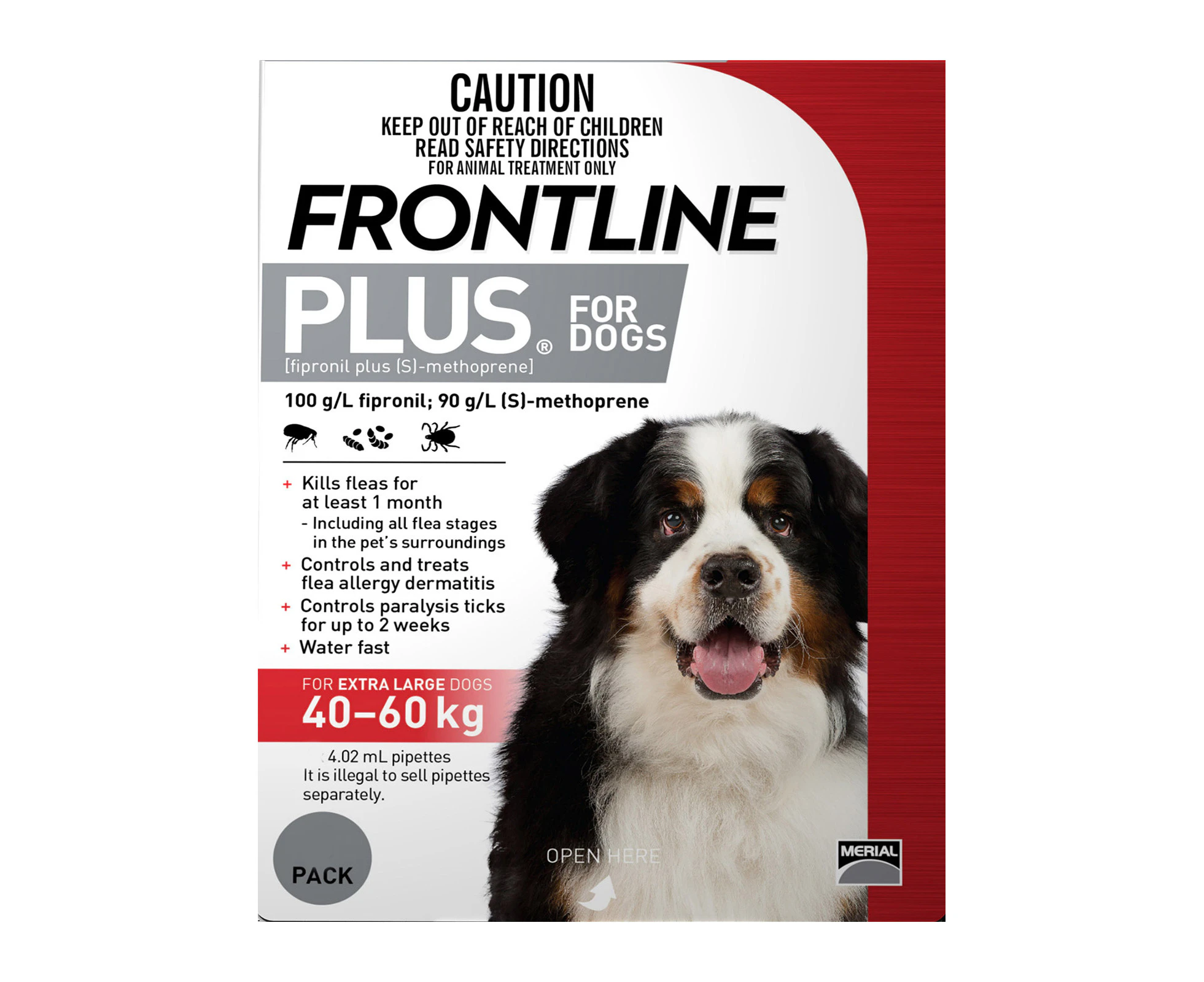 Frontline Plus For Extra Large Dogs 40 To 60Kg (Red) 12 Pipettes