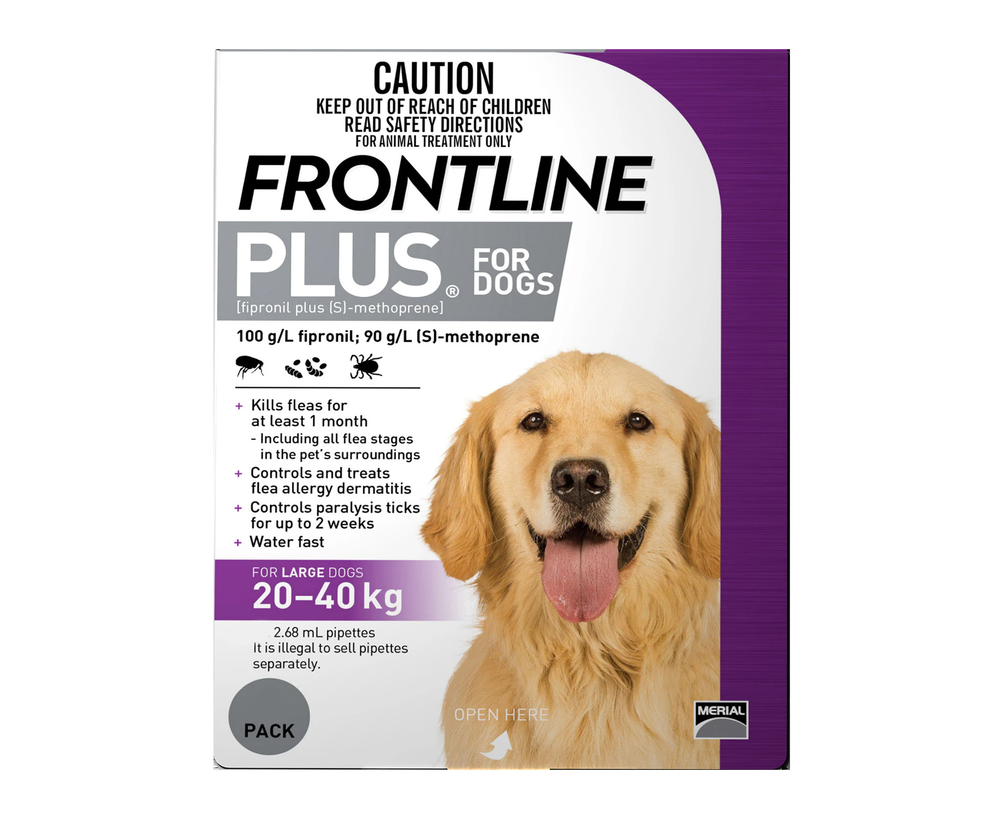 Frontline Plus For Large Dogs 20 To 40 Kg (Purple) 6 Pipettes