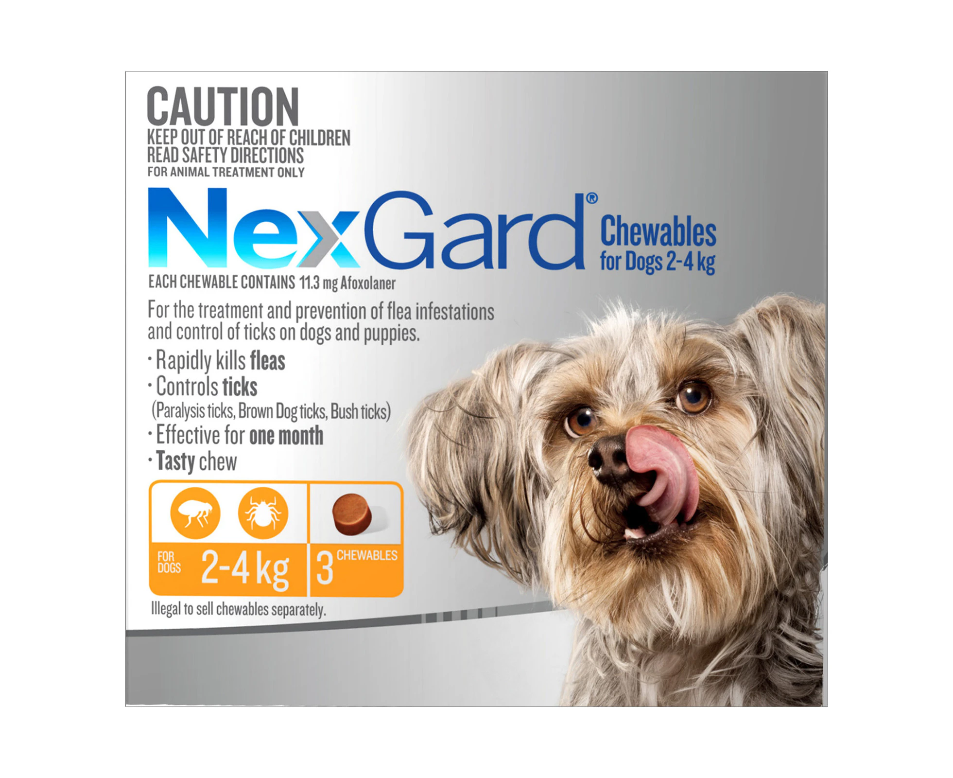 Nexgard Chewables For Dogs 2 - 4 Kg (Orange) 3 Chews