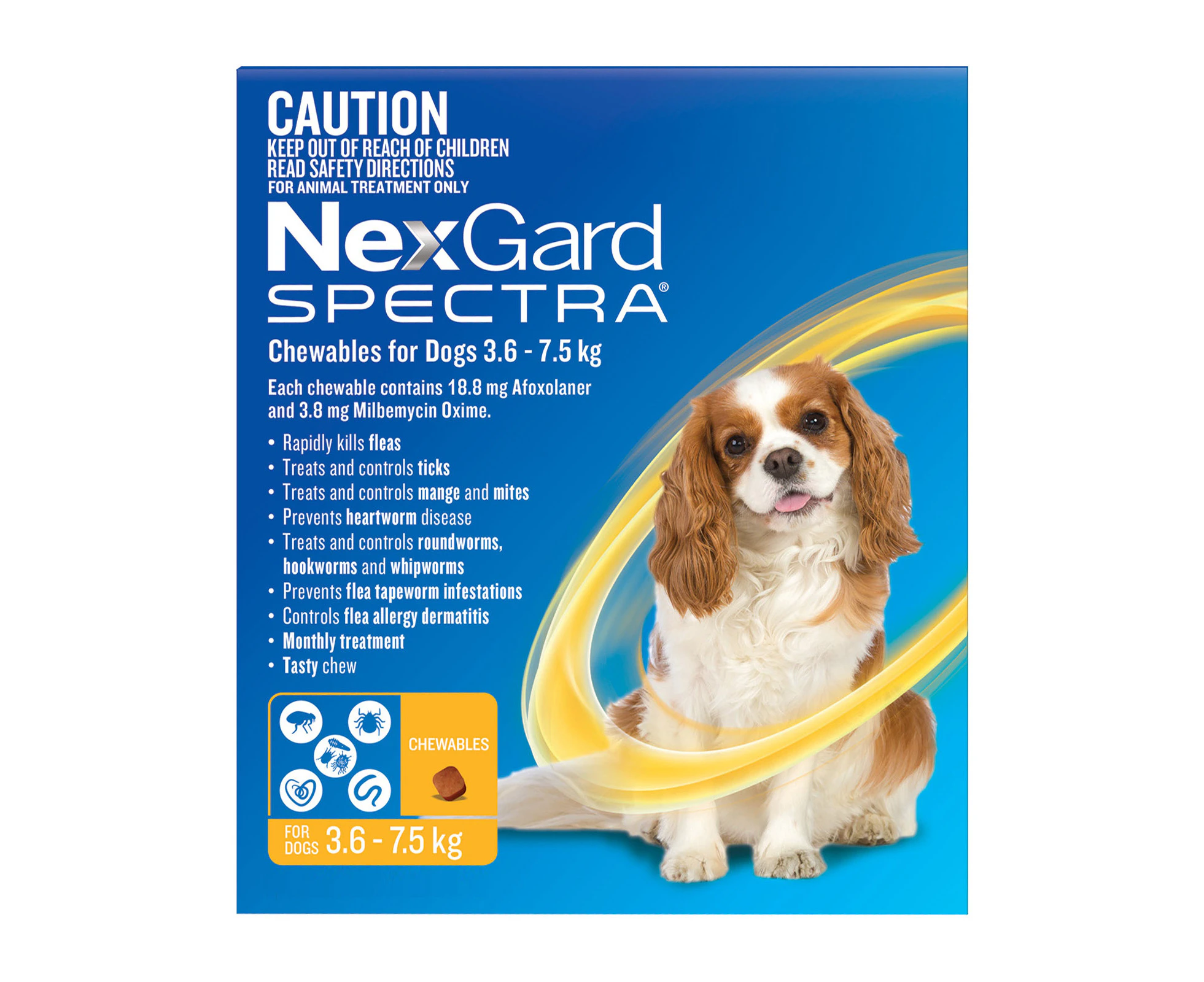 Nexgard Spectra for Small Dogs 3.6 to 7.5 Kg (Yellow) 3 Chews