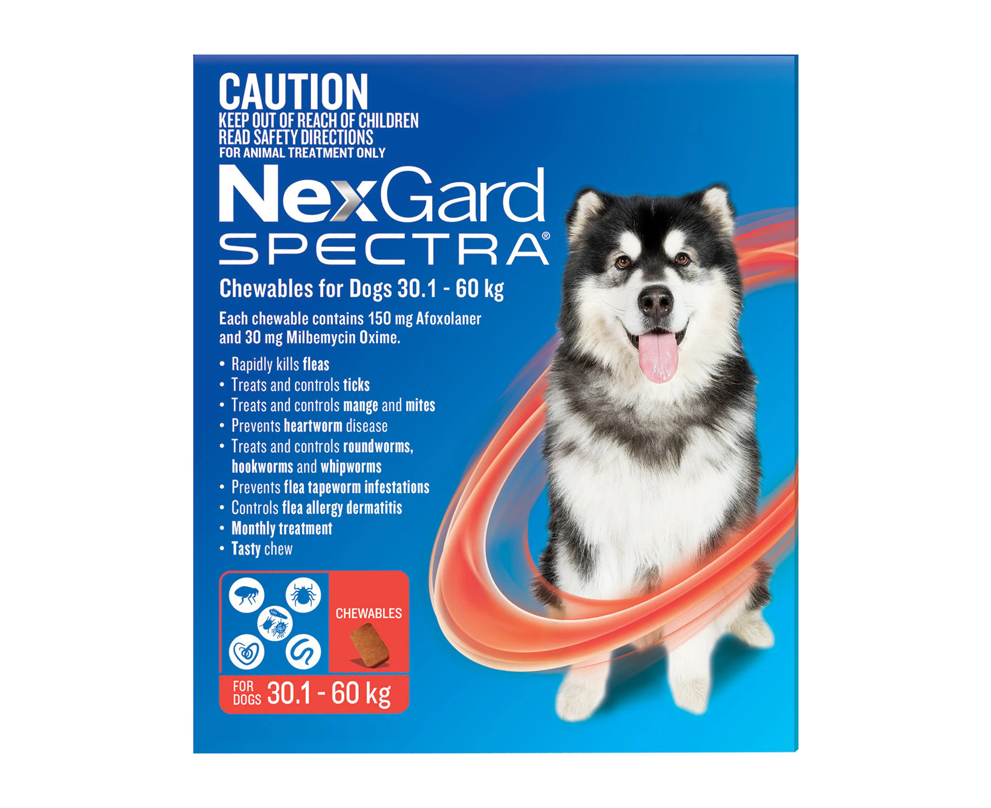 Nexgard Spectra for Extra Large Dogs 30.1 to 60 Kg (Red) 6 Chews