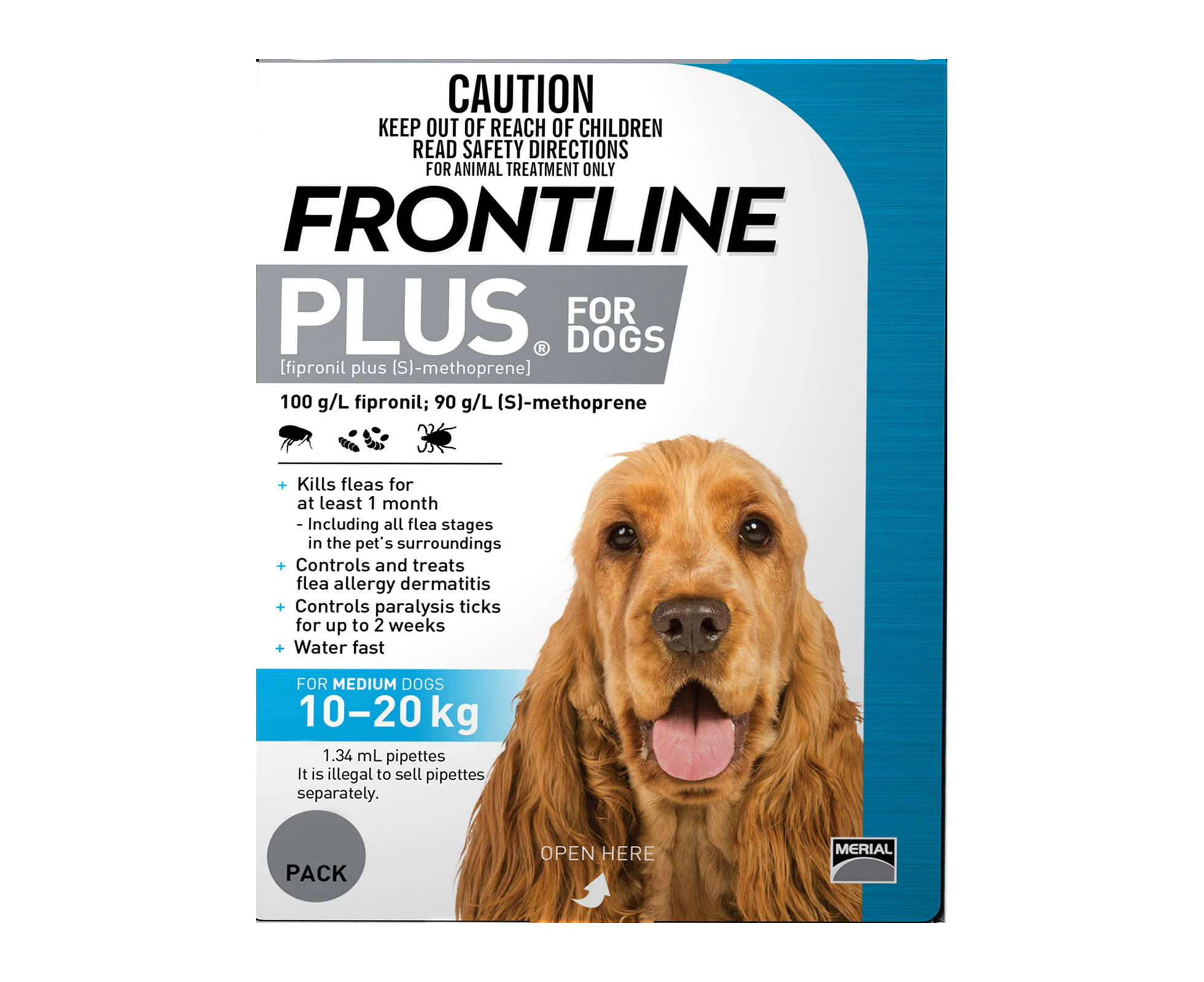 Frontline Plus For Medium Dogs 10 To 20Kg (Blue) 6 Pipettes