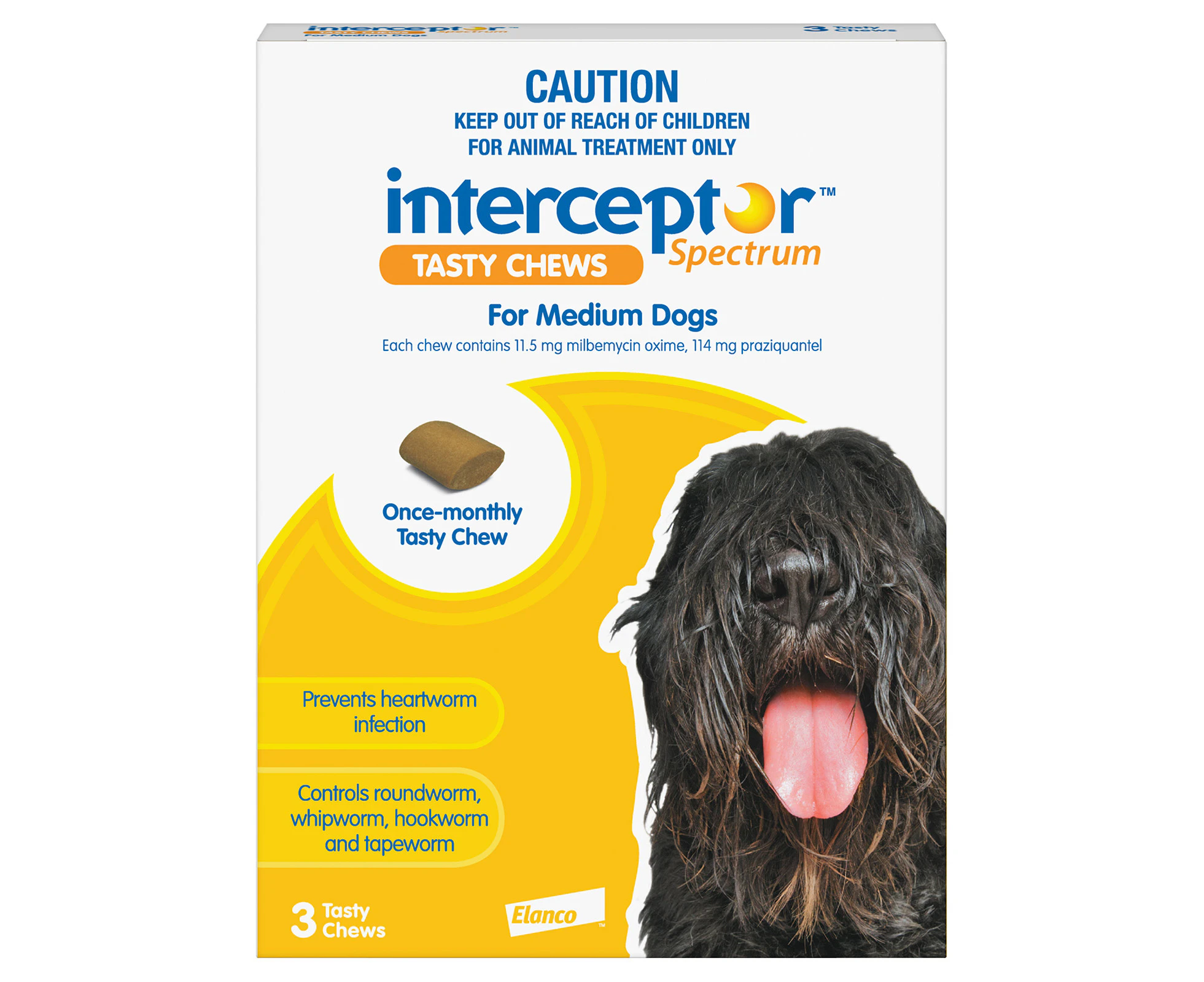 Interceptor Spectrum Tasty Chews For Medium Dogs 11 To 22Kg (Yellow) 6 Chews