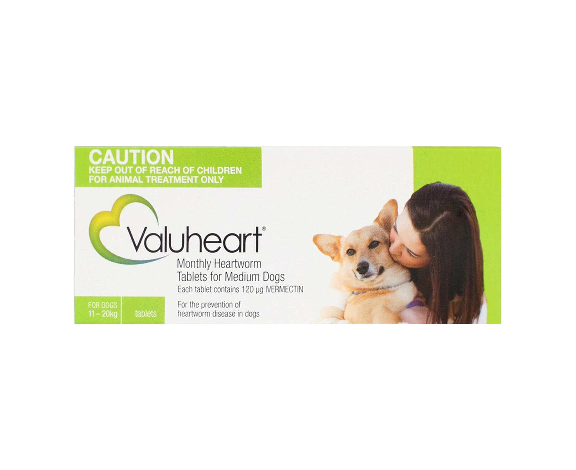 Valuheart Heartworm Tablets For Medium Dogs 11 to 20 Kg (Green) 6 Tablets