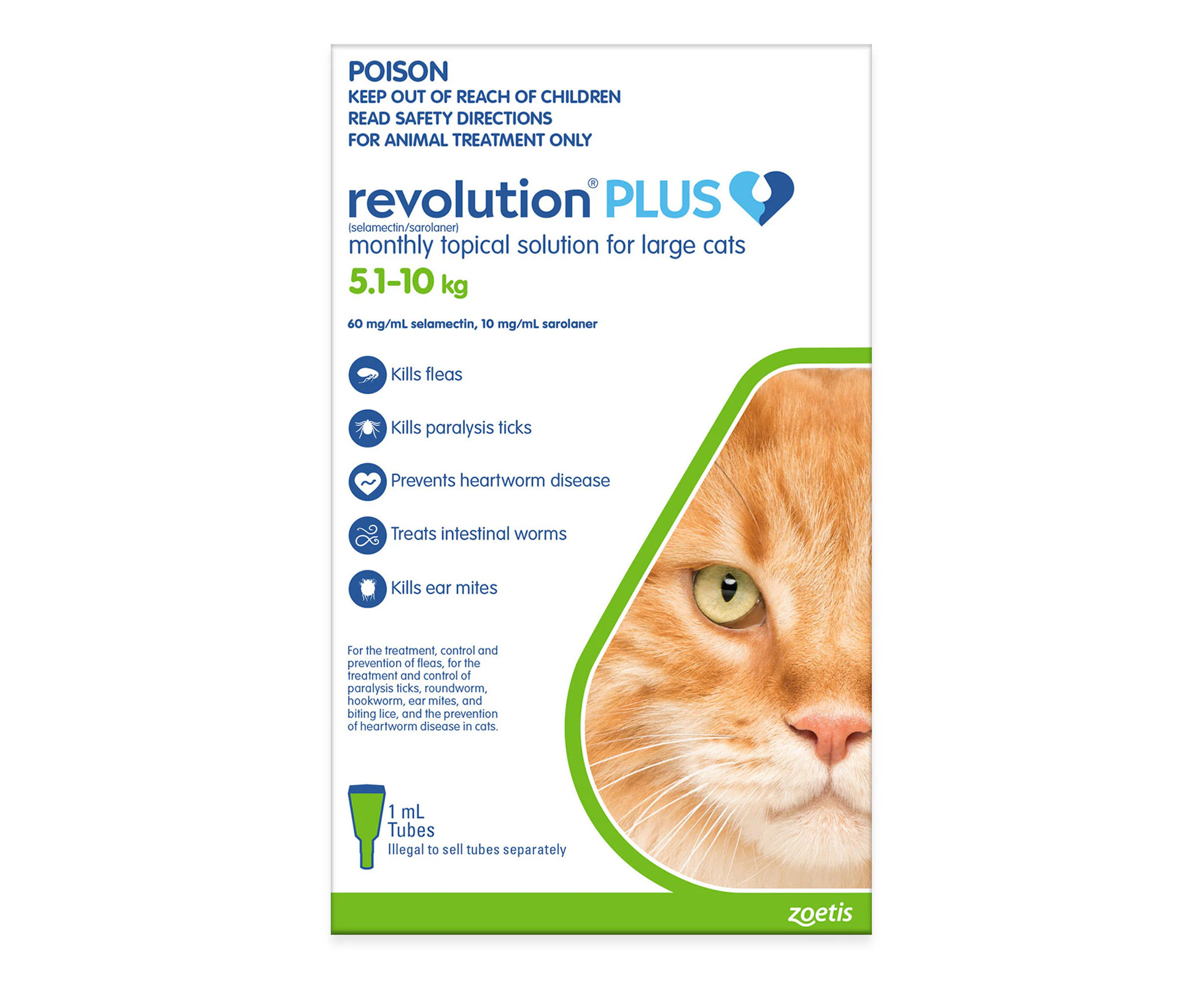 Revolution Plus for Large Cats 5 to 10 Kg (Green) 3 Pipettes