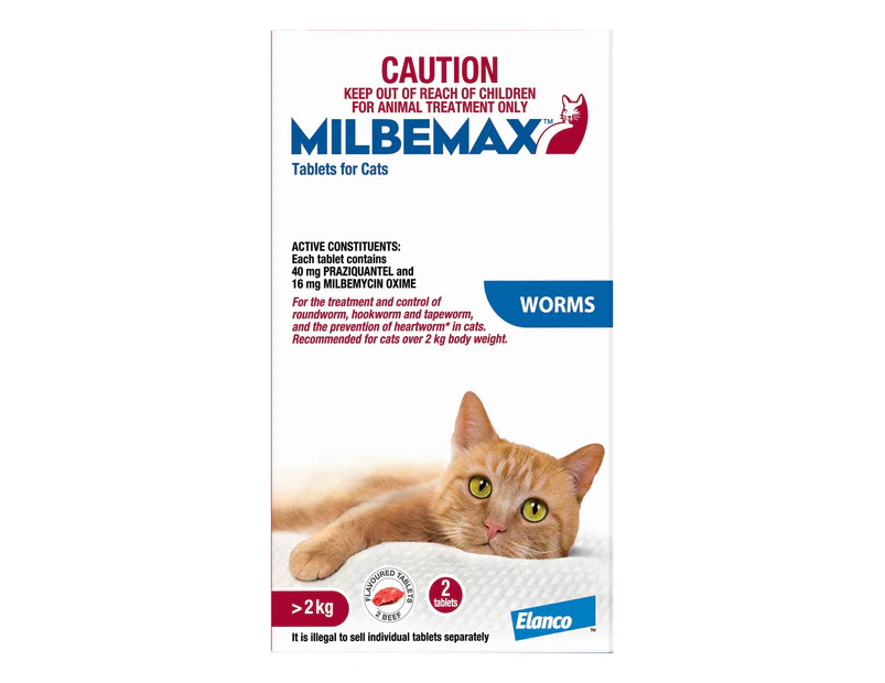 Milbemax Allwormer Tablets For Large Cats Over 2 Kg 2 Tablet