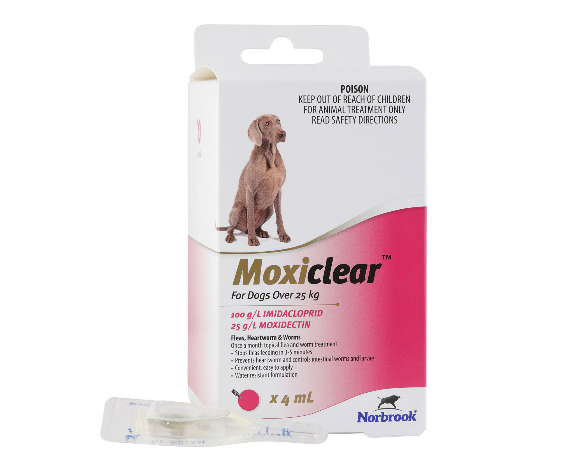 Moxiclear for Large Dogs Over 25 Kg (PINK) 6 Pipettes