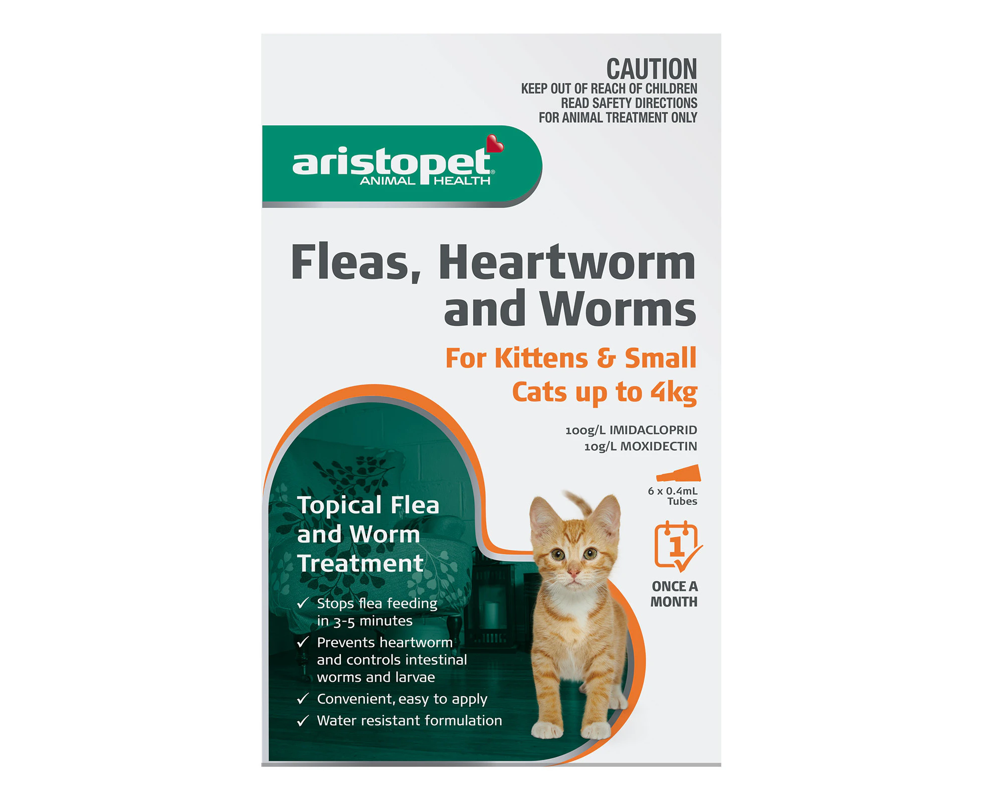 Aristopet Spot-On Treatment for Kitten and Cats Upto 4 Kg (ORANGE) 6 Pack