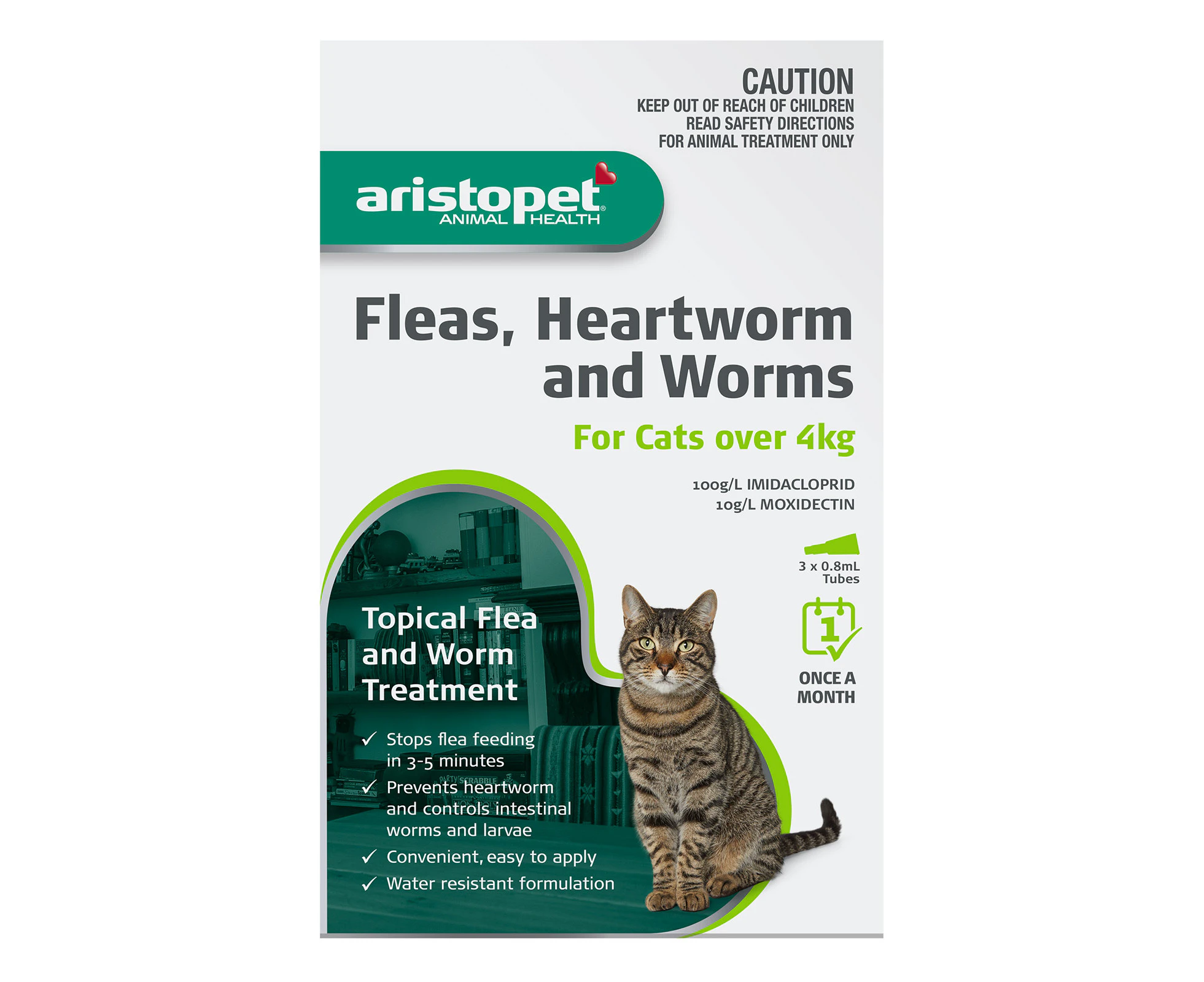 Aristopet Spot-On Treatment for Cats Over 4 Kg (GREEN) 3 Pack