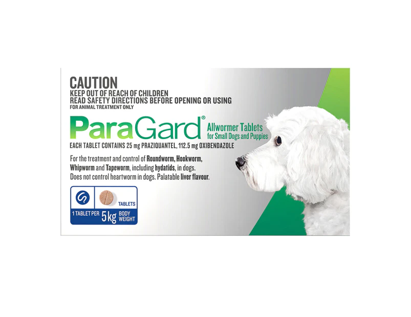 Paragard Allwormer Tablets For Small Dogs 5 Kg 4 Tablets BLUE