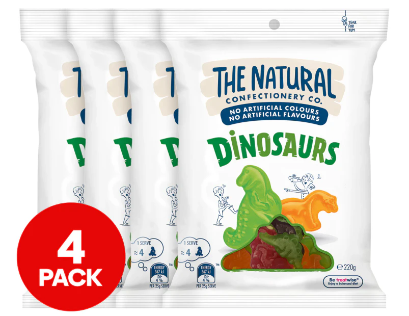 4 x The Natural Confectionery Co. Dinosaurs 220g