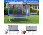 Costway 14FT Kids Trampoline Jumping Trampolines w/Ladder & Safety Net Pad Indoor Outdoor Fun Toys Gift Blue