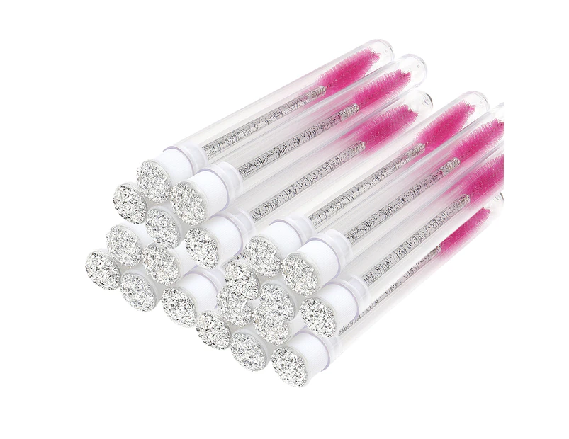Eyelash Brushes for Eyelash Extensions Spoolies Cleaning Mascara Wands Tube Diamond Disposable Makeup Tool Applicator Extension Supplies-Silver