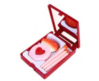 Easy-taken Travel Makeup Brush Set, 5pcs Mini Complete Function Cosmetic Brushes Kit with Mirror-Red