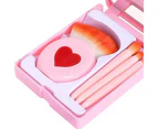 Easy-taken Travel Makeup Brush Set, 5pcs Mini Complete Function Cosmetic Brushes Kit with Mirror-Orange