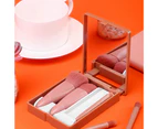 Easy-taken Travel Makeup Brush Set, 5pcs Mini Complete Function Cosmetic Brushes Kit with Mirror-Pink