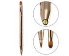 Dual End Lip Brush Concealer Brushes Retractable Lipstick Eyeshadow Foundation Makeup Brush Tool Applicators-Gold