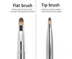 Dual End Lip Brush Concealer Brushes Retractable Lipstick Eyeshadow Foundation Makeup Brush Tool Applicators-Silver