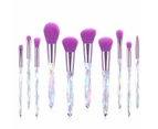 Makeup Brush Set, 10 PCS Crystal Makeup Brushes Synthetic Bristles-F