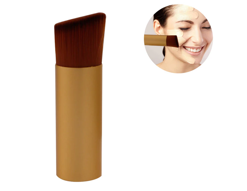 Makeup Brush, Travel Face Blush Brush, Portable Powder Brush for Blush, Buffing, Flawless Powder Cosmetics-Gold