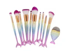 Makeup Brushes Set 11pcs Makeup Brush Cosmetic Brushes Eyeshadow Eyeliner Blush Brushes Mermaid Makeup Brush Set-Purple