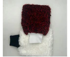 Double-Sided Thickening Plush Car Scrub Gloves Microfiber Water Absorption Cleansing Coral Wool Car Wash Gloves-Red