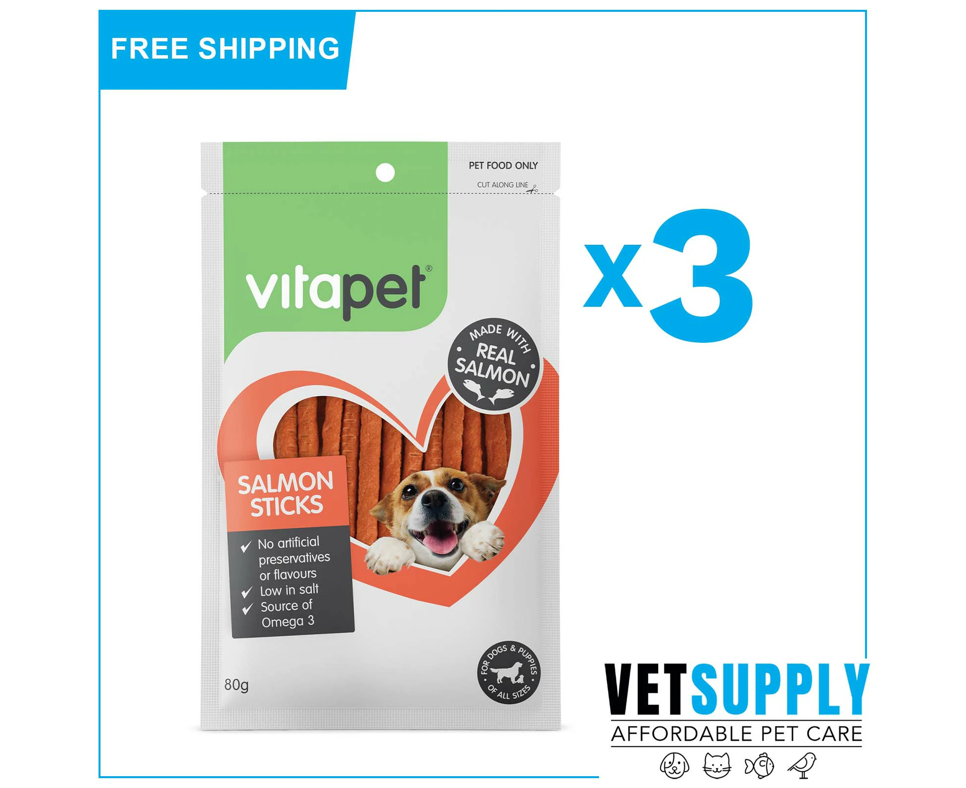 Vitapet Salmon Sticks 80 Gm 3 Packs