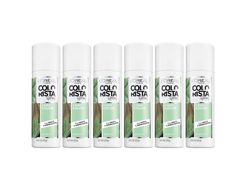 6 x LOreal Colorista Spray 1 Day Colour Temporary Mint