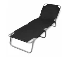 vidaXL Folding Sun Lounger Powder-coated Steel Black