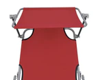 vidaXL Folding Sun Lounger with Canopy Steel and Fabric Red