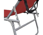 vidaXL Folding Sun Lounger with Canopy Steel and Fabric Red