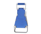 vidaXL Folding Sun Lounger with Canopy Steel and Fabric Blue