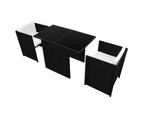 vidaXL 3 Piece Bistro Set with Cushions Poly Rattan Black