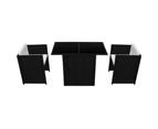 vidaXL 3 Piece Bistro Set with Cushions Poly Rattan Black