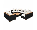 vidaXL 9 Piece Garden Lounge Set with Cushions Poly Rattan Black