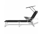 vidaXL Sun Lounger with Canopy Steel Black