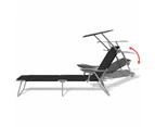 vidaXL Sun Lounger with Canopy Steel Black