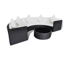 vidaXL 6 Piece Garden Lounge Set with Cushions Poly Rattan Black