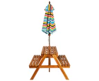 vidaXL Kids Picnic Table with Parasol 79x90x60 cm Solid Acacia Wood