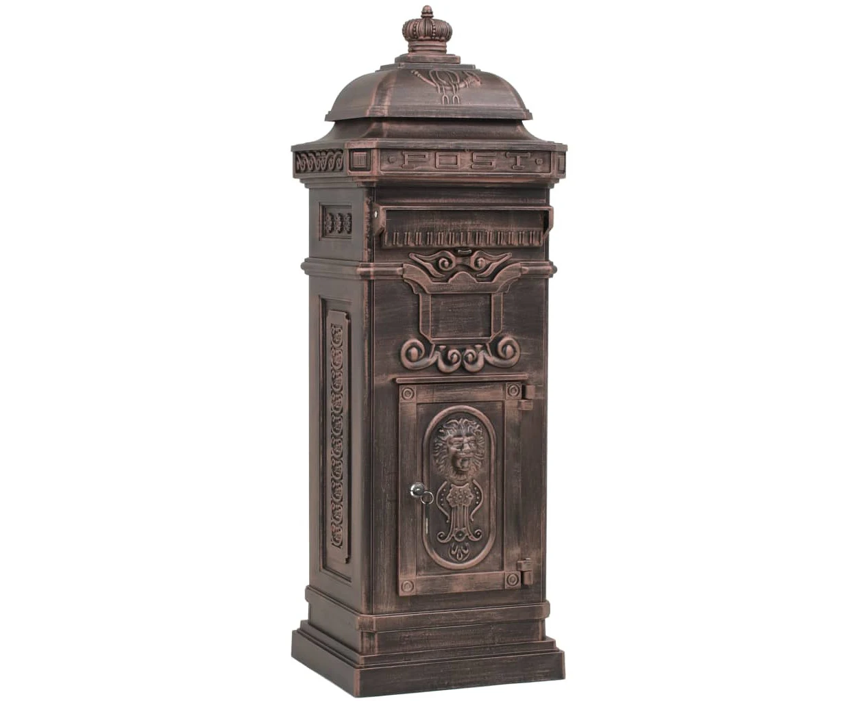 Pillar Letterbox Aluminium Vintage Style Rustproof Bronze