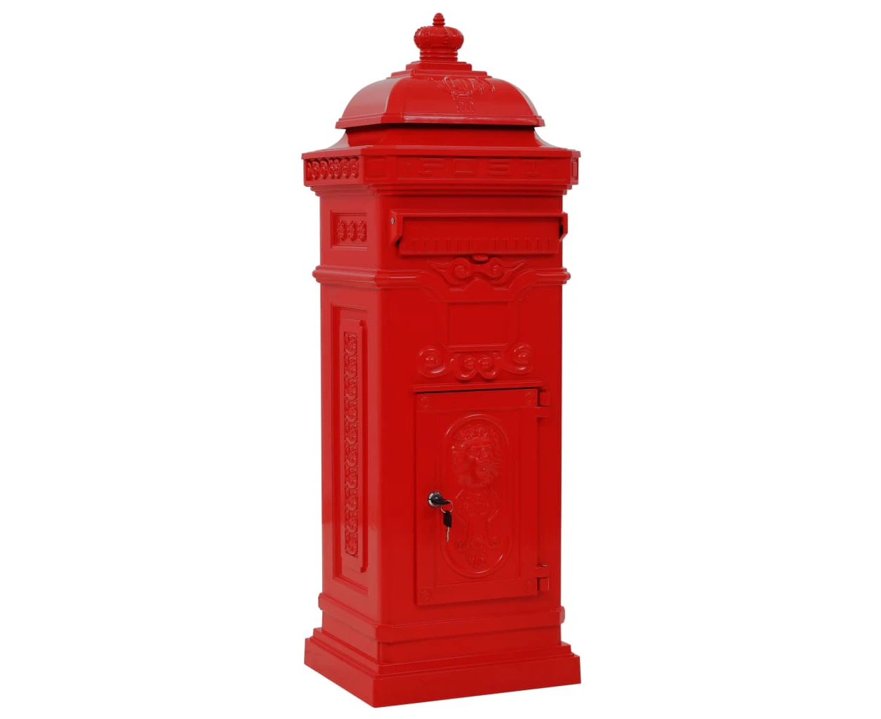 vidaXL Pillar Letterbox Aluminium Vintage Style Rustproof Red