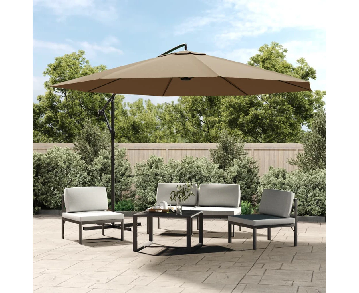 vidaXL Cantilever Umbrella with Aluminium Pole 350 cm Taupe