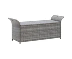 vidaXL Storage Bench with Cushion Grey 138 cm Poly Rattan