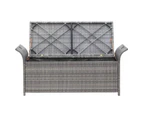 vidaXL Storage Bench with Cushion Grey 138 cm Poly Rattan