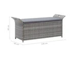 vidaXL Storage Bench with Cushion Grey 138 cm Poly Rattan